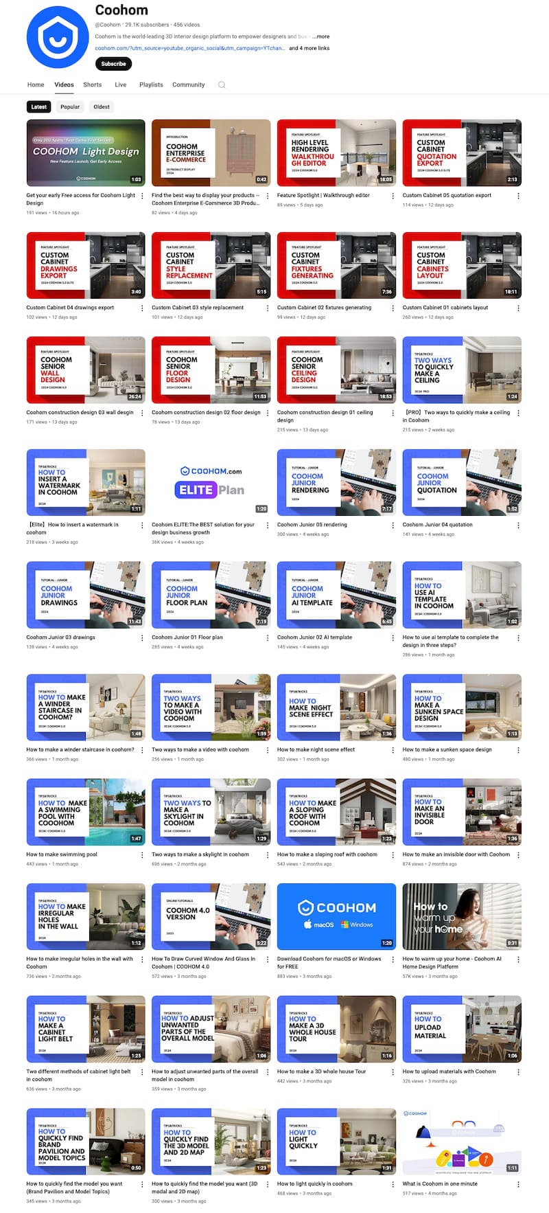 Hệ thống video hướng dẫn vô cùng chi tiết từ Coohom